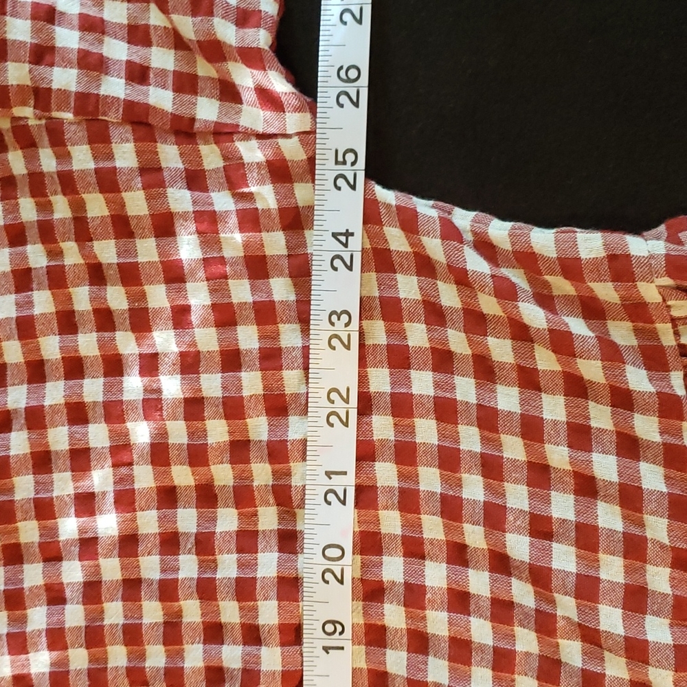 Easel Red And White Gingham Checked Button Up Top… - image 5